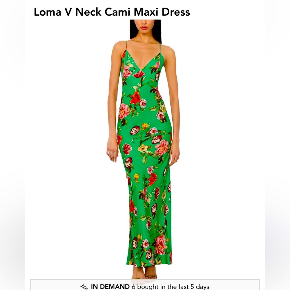 Alice + Olivia Green Floral V-Neck Dress